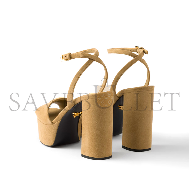 PRADA SUEDE PLATFORM SANDALS 1XP48B